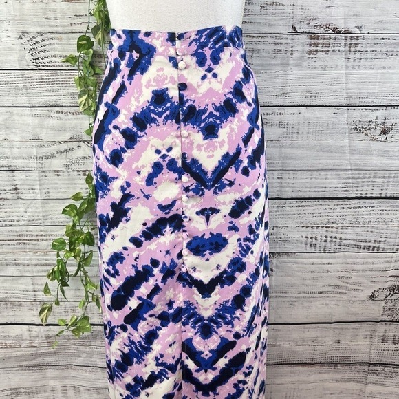 Laundry Shelli Segal Skirt size Medium Purple Blue Long Maxi Peasant Boho Hippie - Picture 4 of 16